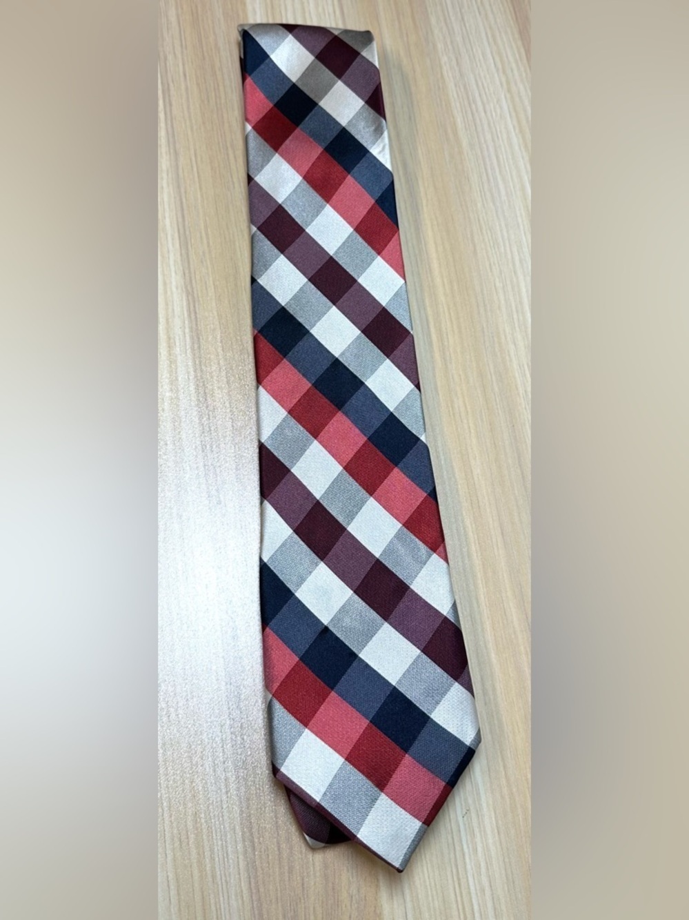 Men's Stafford Red White and Blue Plaid Dress Tie